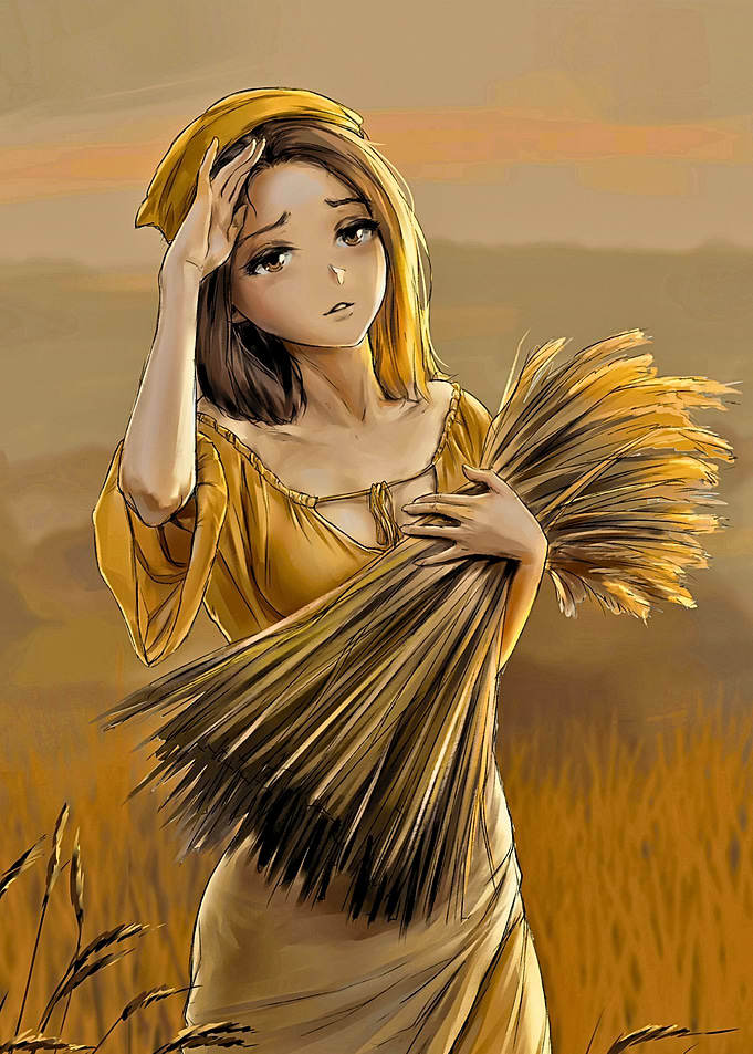 Young Woman Harvesting Wheat