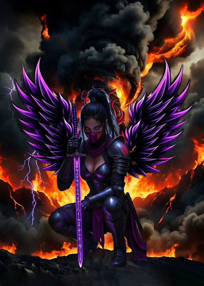 Warrior Angel with Glowing Sword