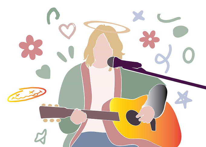 Musician with Halo and Guitar