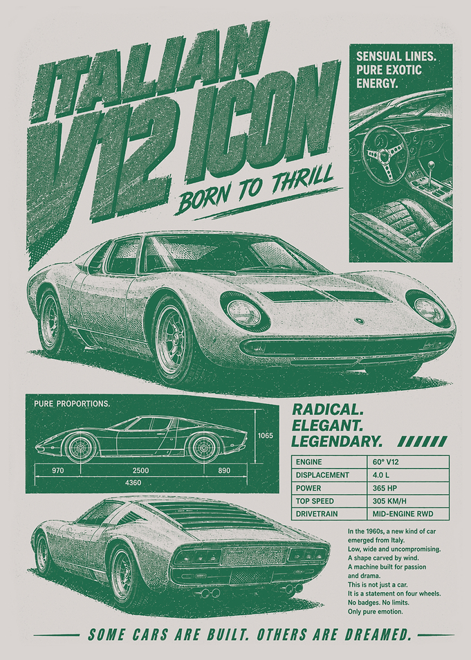 Italian V12 Icon Car Poster