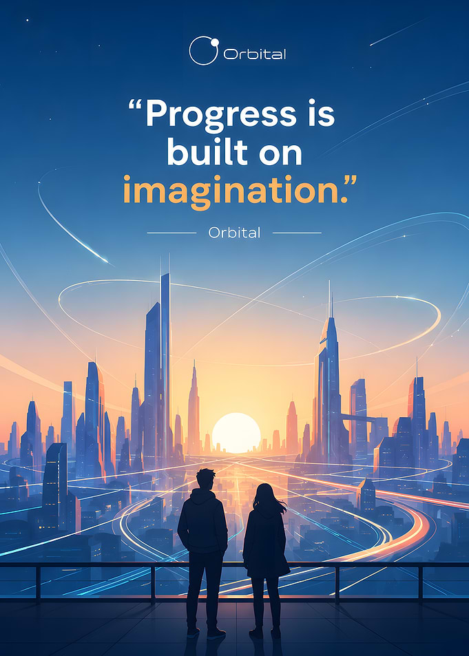 Futuristic Cityscape with Inspirational Quote