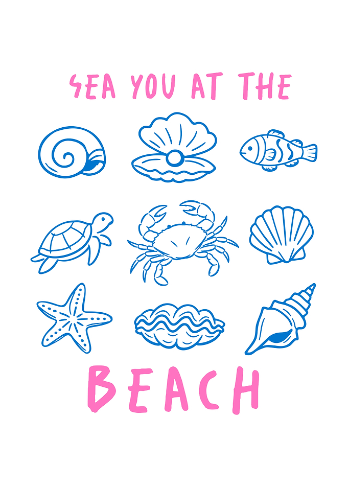 Sea You At The Beach Cute Illustration