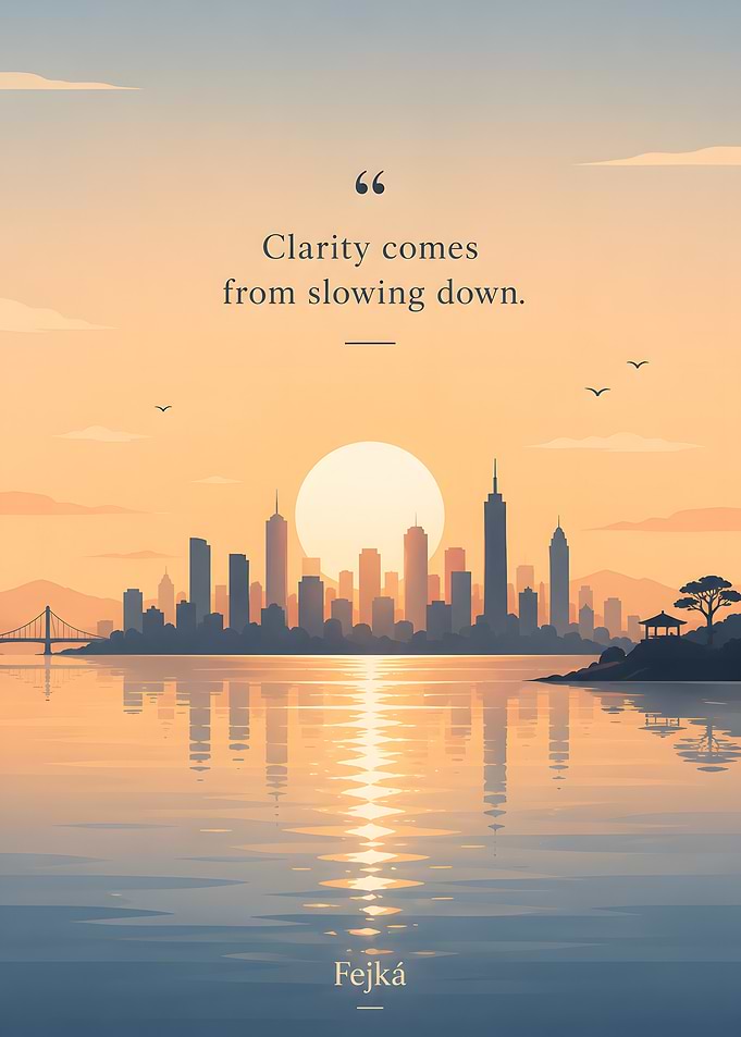 Cityscape at Sunset with Quote