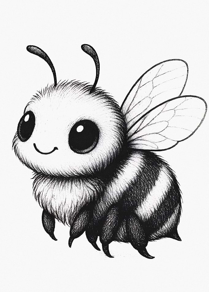 Cute Cartoon Bee Drawing
