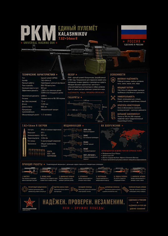PKM Kalashnikov Machine Gun Poster