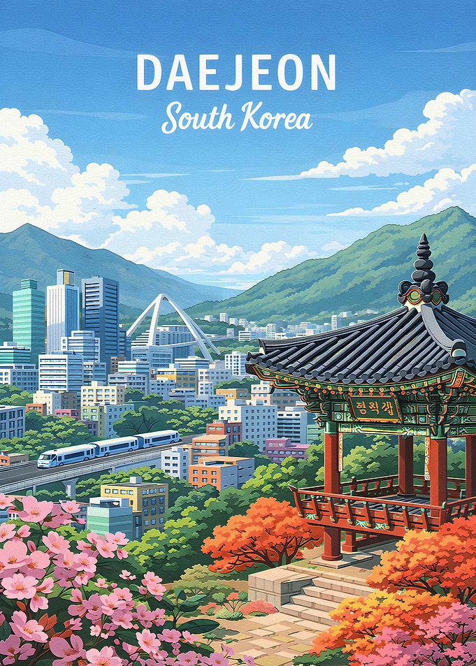 Daejeon South Korea Travel Poster