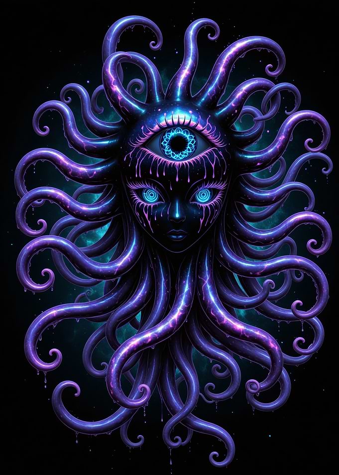 Cosmic Eye Creature with Tentacles