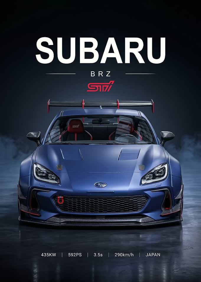 A striking Subaru BRZ STI Car poster