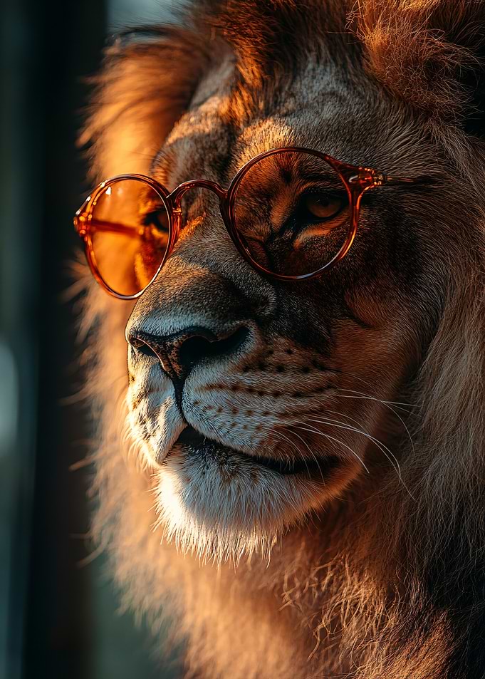 Lion Wearing Round Glasses