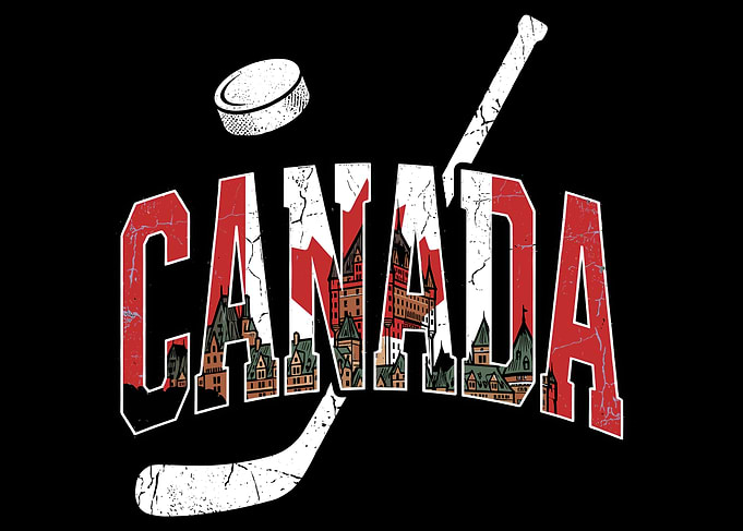 Canada Hockey Puck and Stick