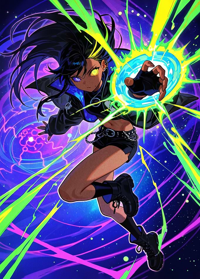 Anime girl with glowing energy