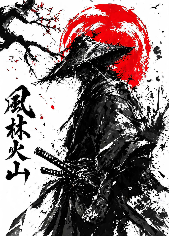 Samurai Warrior Under a Red Sun