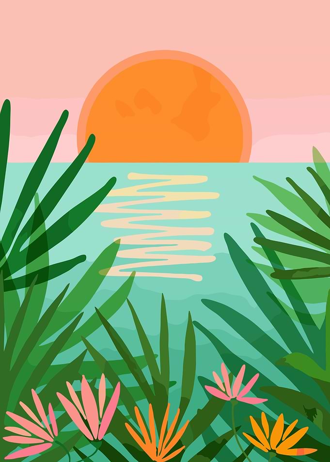 Tropical Sunset Over the Ocean