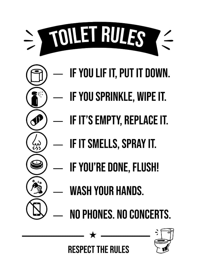 Funny Toilet Rules Sign