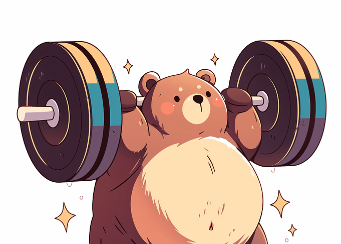 Bear lifting weights