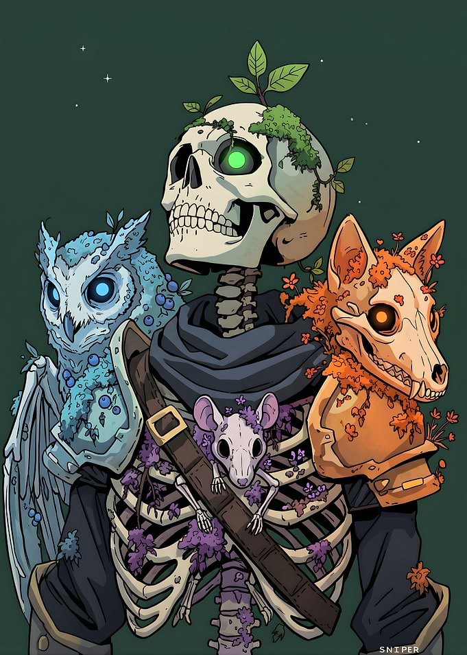 Skeleton with Animal Companions