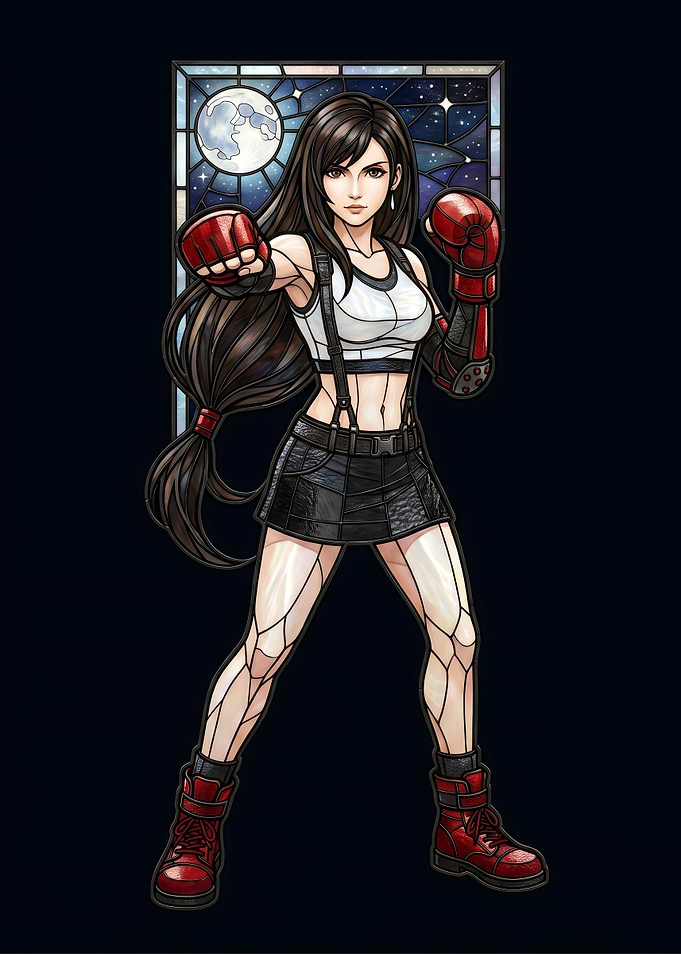 Tifa Lockhart Final Fantasy VII in Stained Glass Style