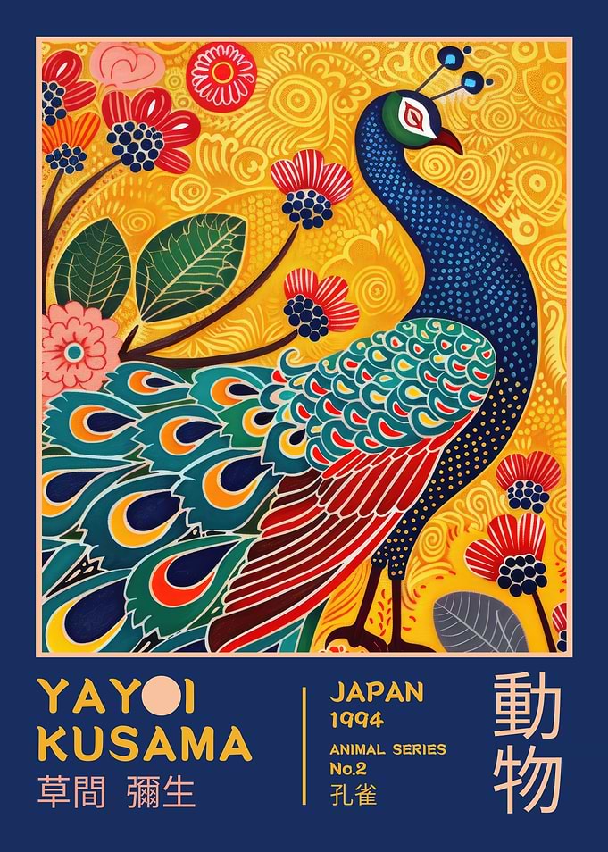 Yayoi Kusama Peacock Art Exhibition Poster