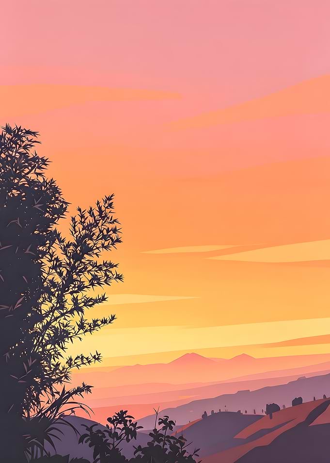 Sunset Over Rolling Hills