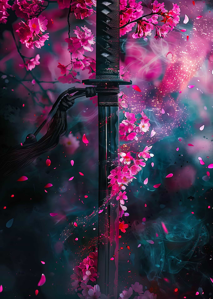 Samurai Sword with Cherry Blossoms
