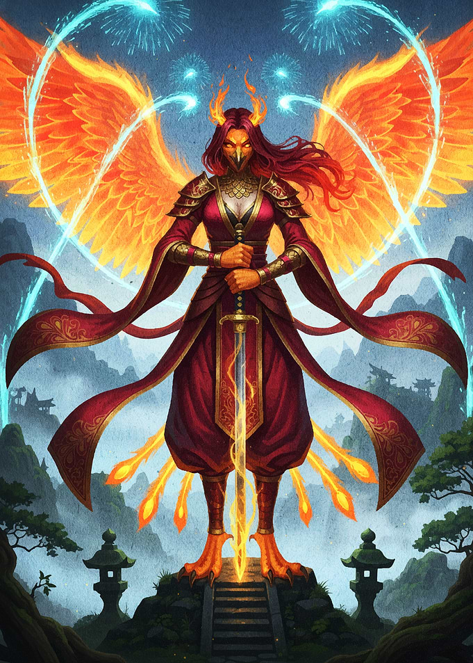 Phoenix Warrior with Sword