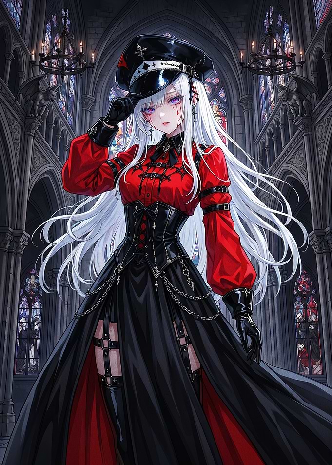 Gothic Anime Girl in Church