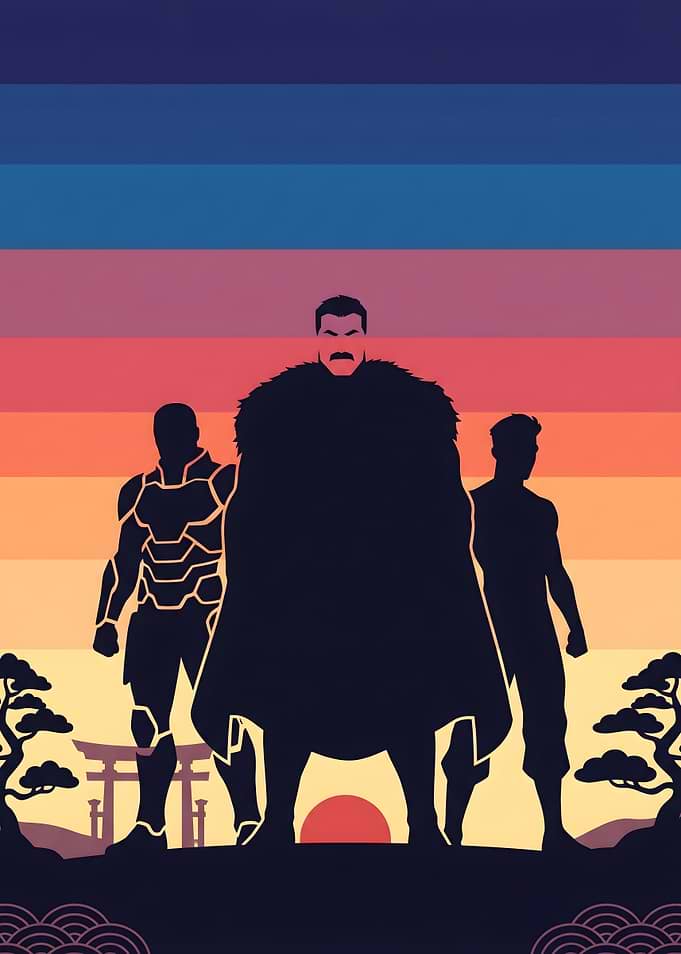 Silhouette Heroes at Sunset