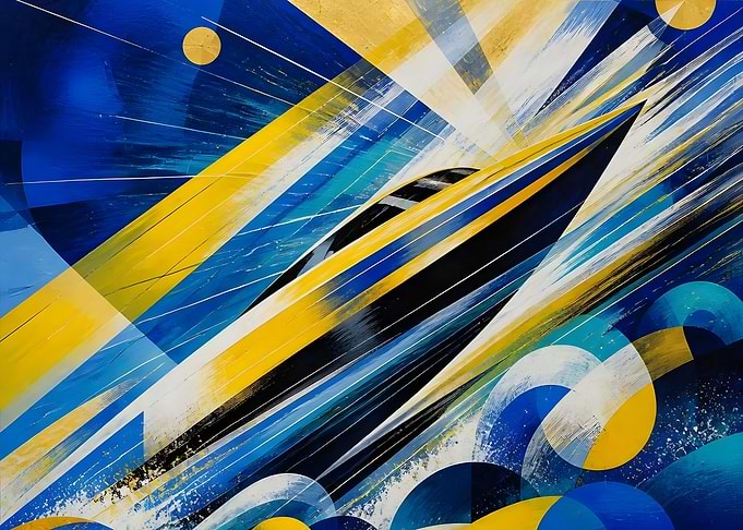 Abstract Speedboat in Motion