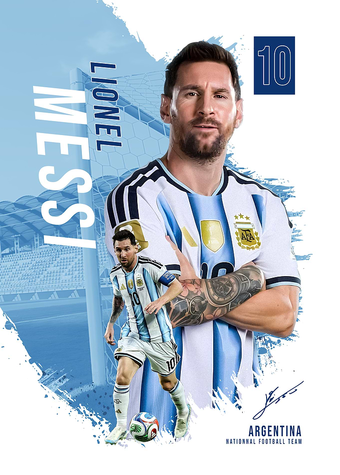 Lionel Messi Argentina Football Poster