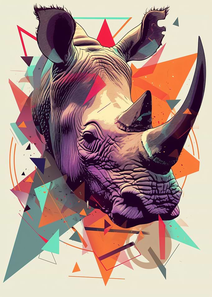 Geometric Rhino Portrait