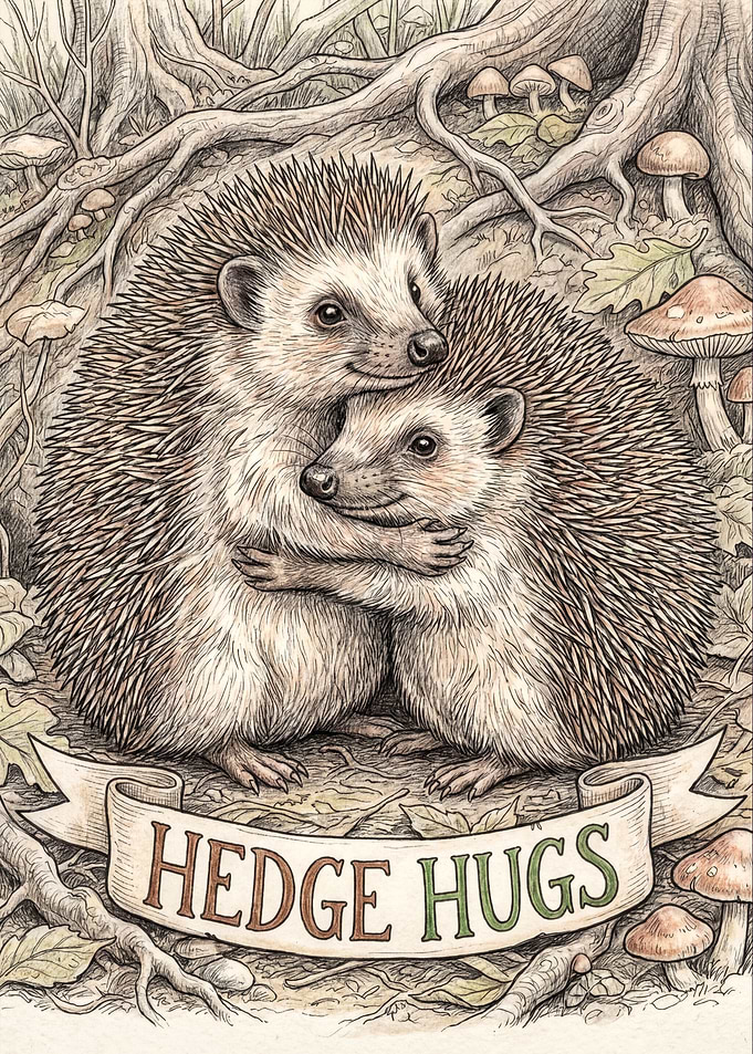 Hedgehog Hugs Illustration