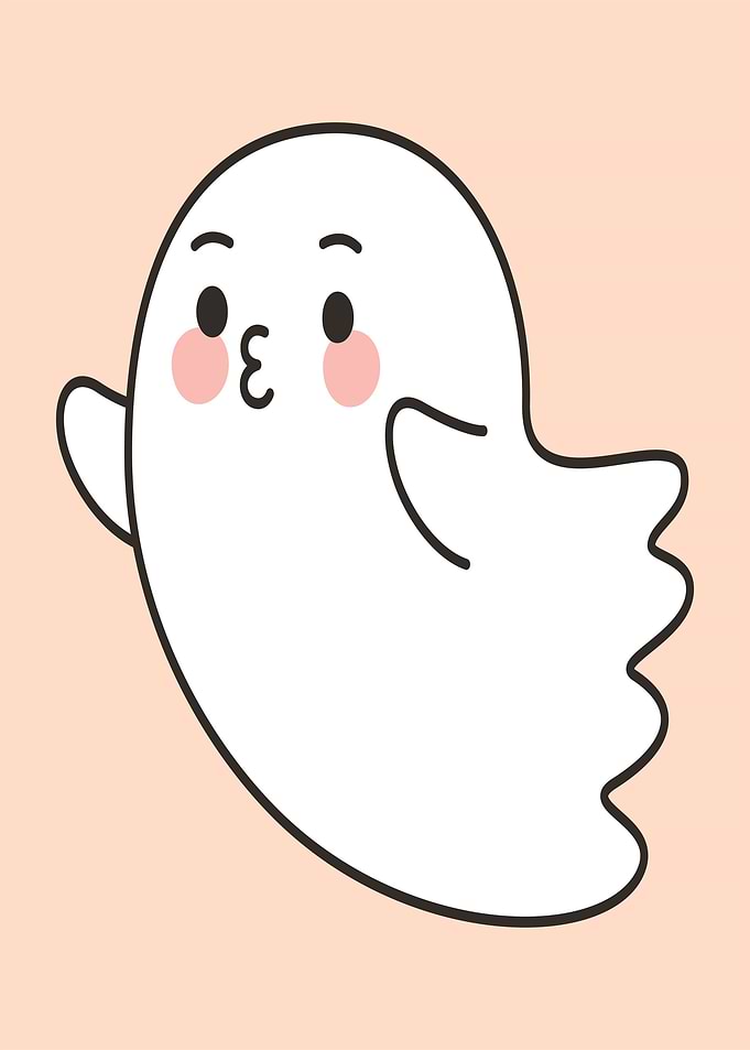 Cute Ghost Blowing a Kiss