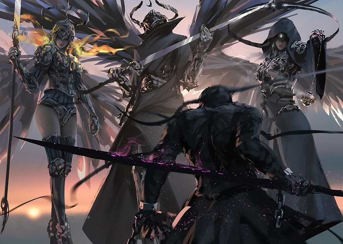 Four Dark Fantasy Warriors