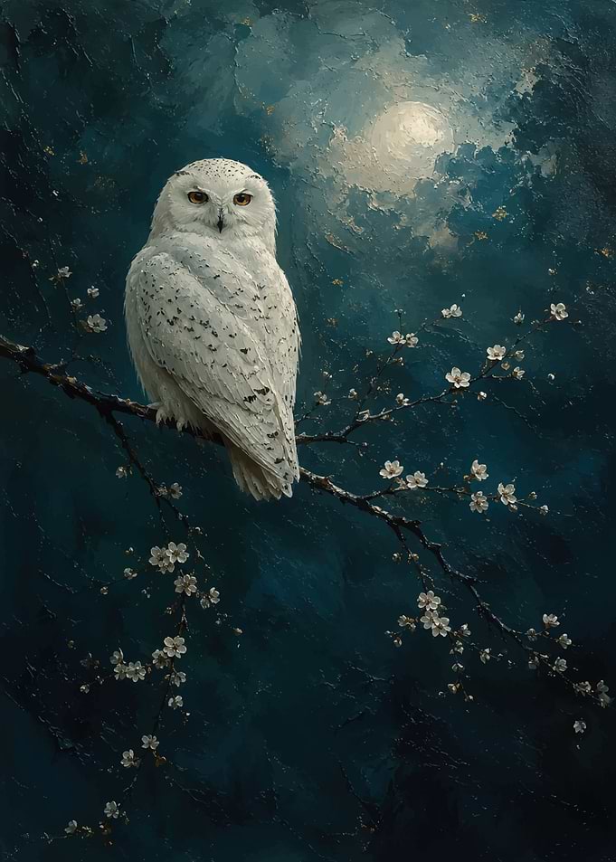 Snowy Owl in Moonlight