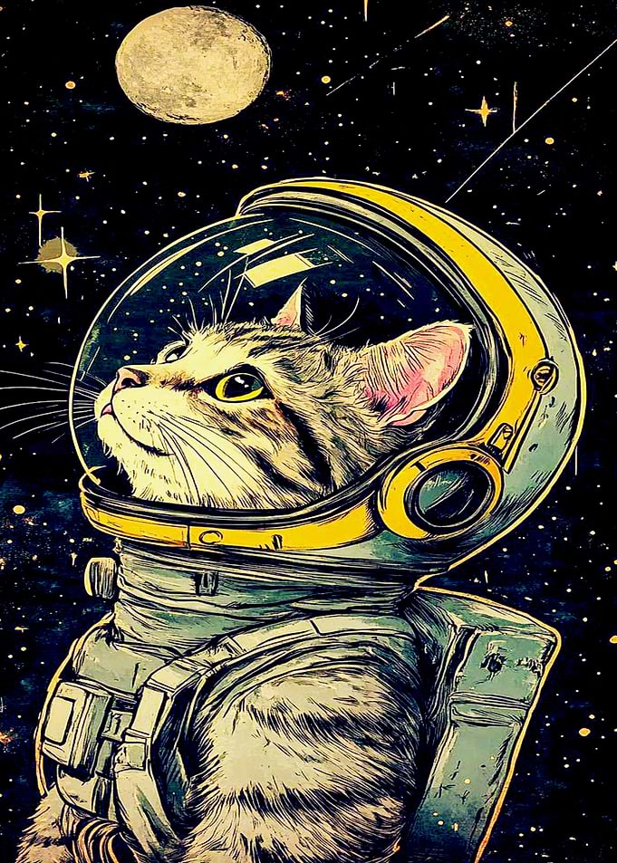 Astronaut Cat in Space