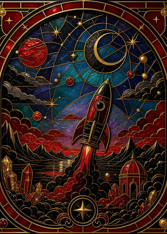 Stained Glass Rocket Launch