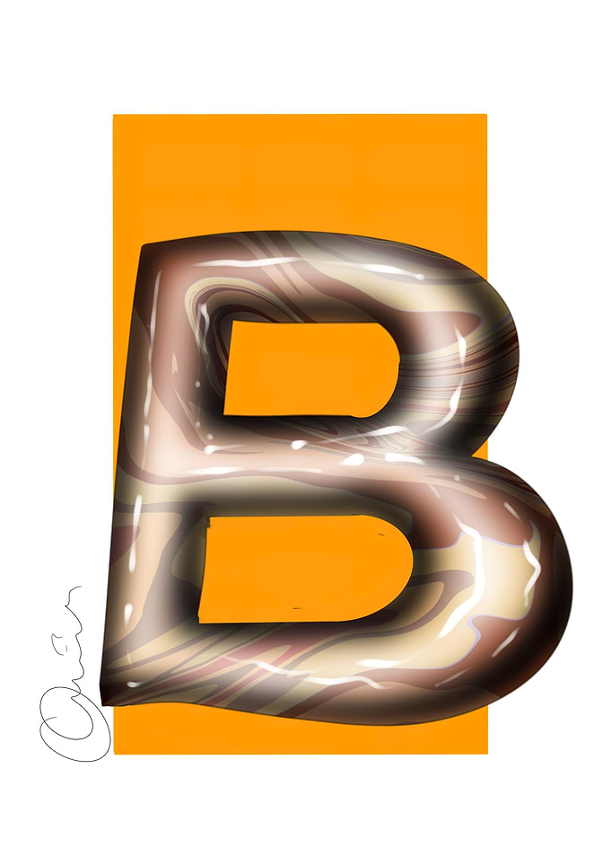 3D Letter B with Marble Texture