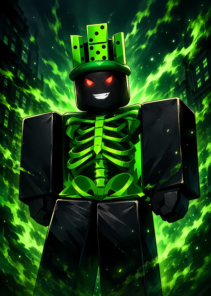 Roblox Skeleton Character with Domino Crown