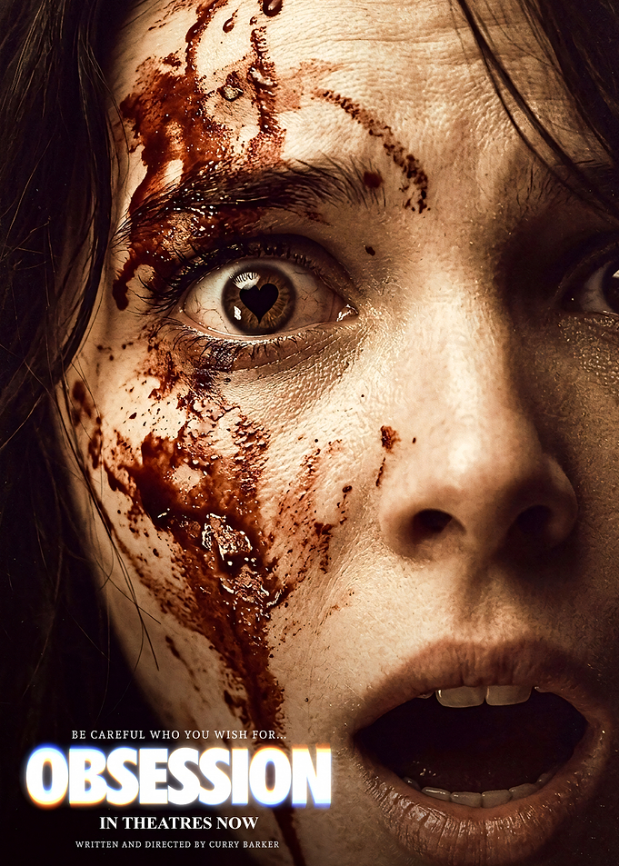 Obsession movie poster with bloody face