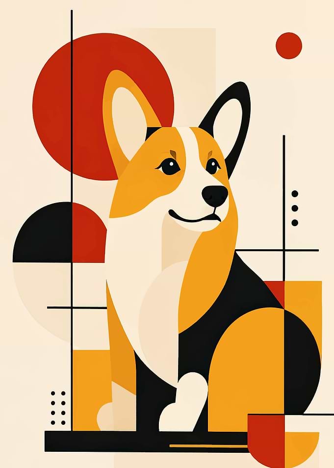 Geometric Corgi Portrait