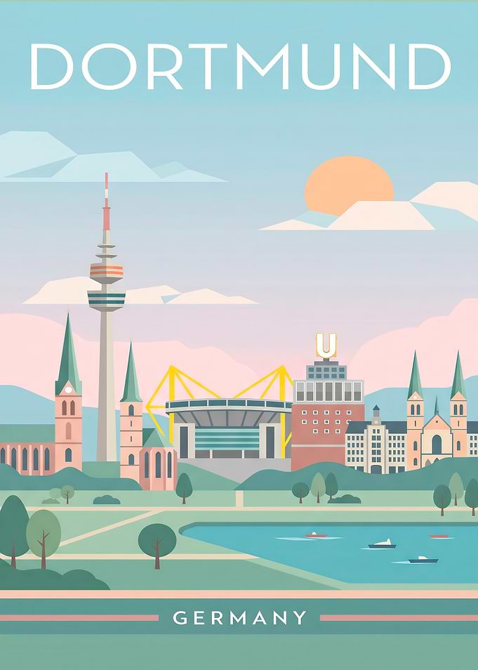 Dortmund Cityscape with Stadium and Tower