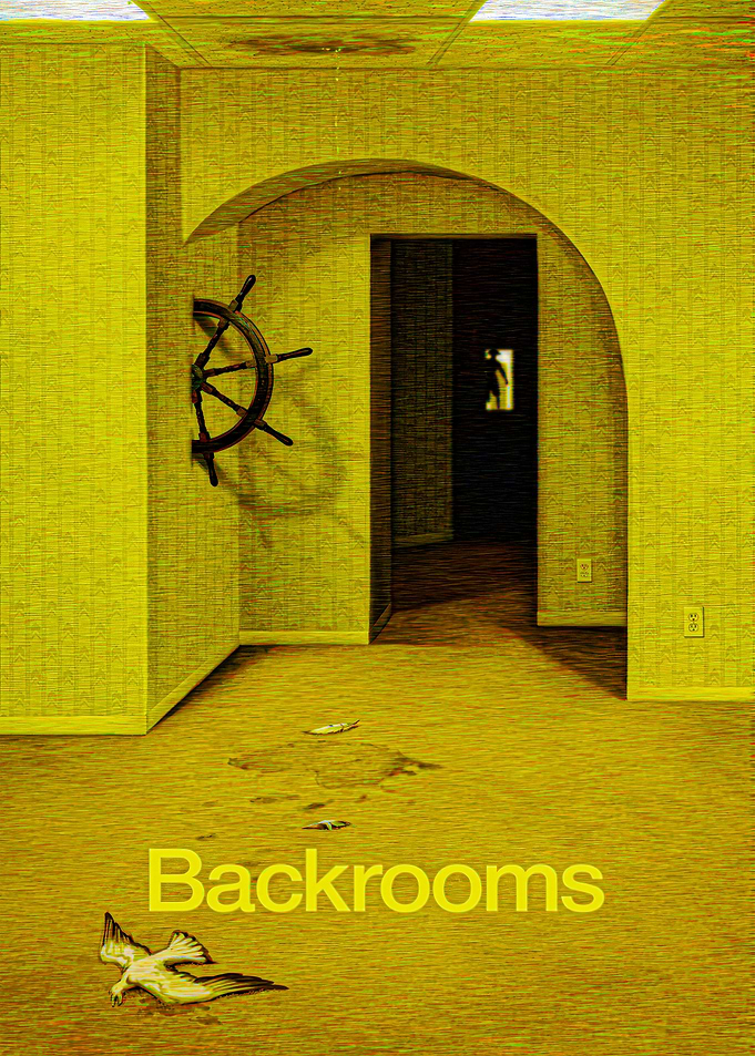 Backrooms Poster with Bird and Ship Wheel