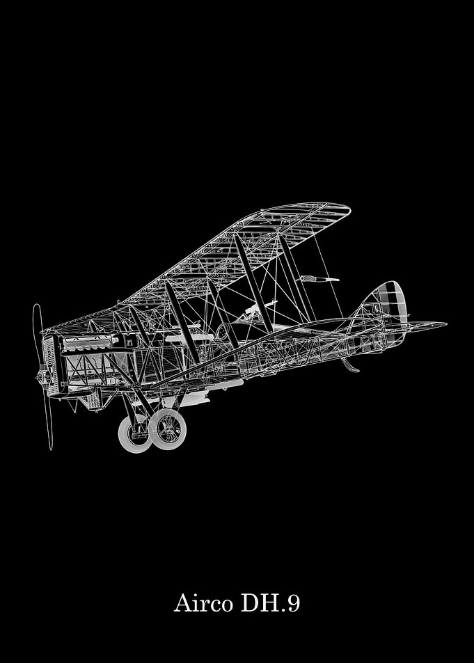Airco DH.9 Biplane Wireframe