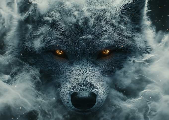 Mystical Wolf with Glowing Eyes