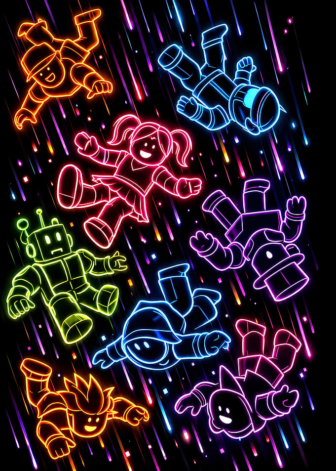 Neon Characters roblox Falling Through Space