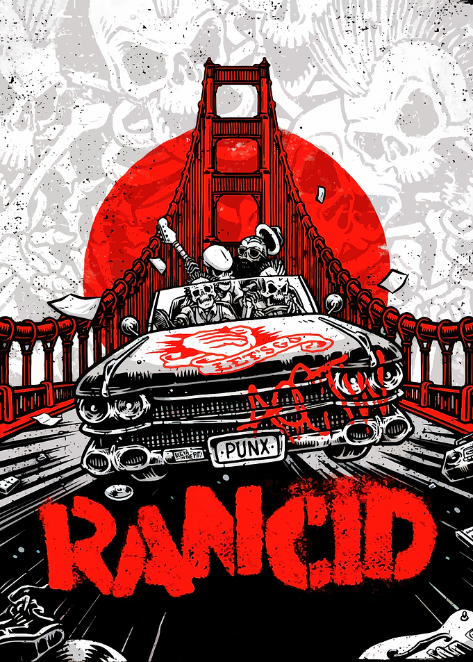Rancid Skeletons Driving Over Golden Gate Bridge