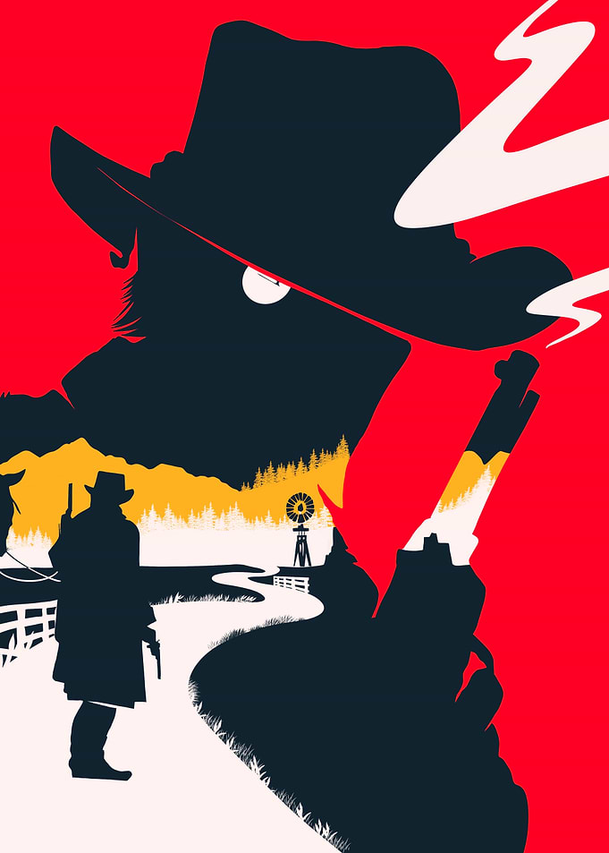 Western Silhouette with Gun