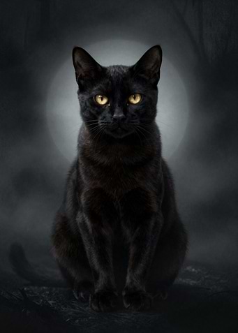 Black Cat with Yellow Eyes