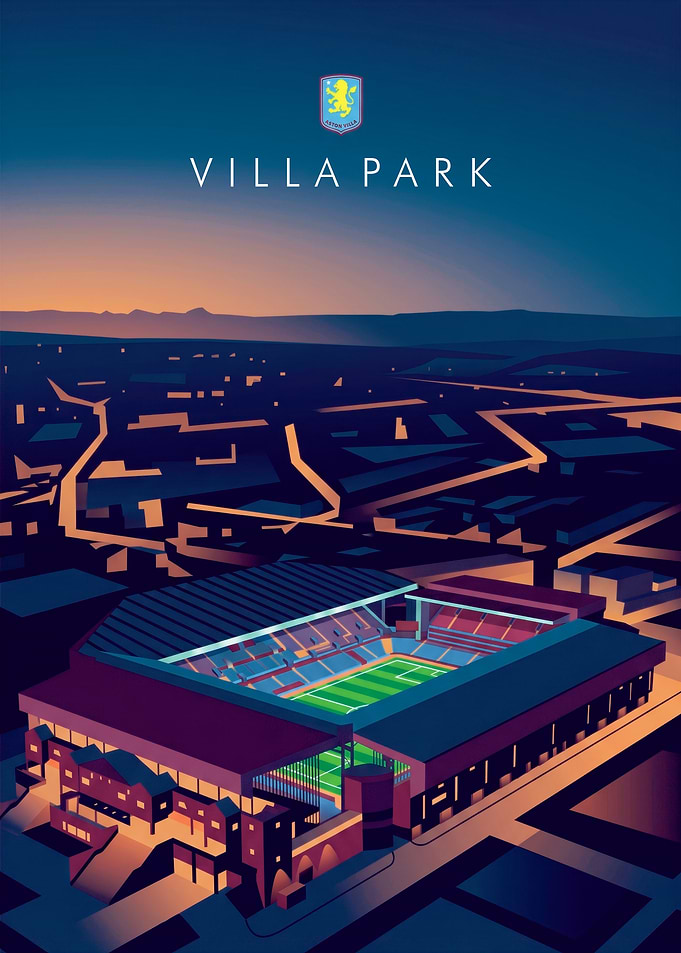 Aston Villa Football Stadium at Dusk