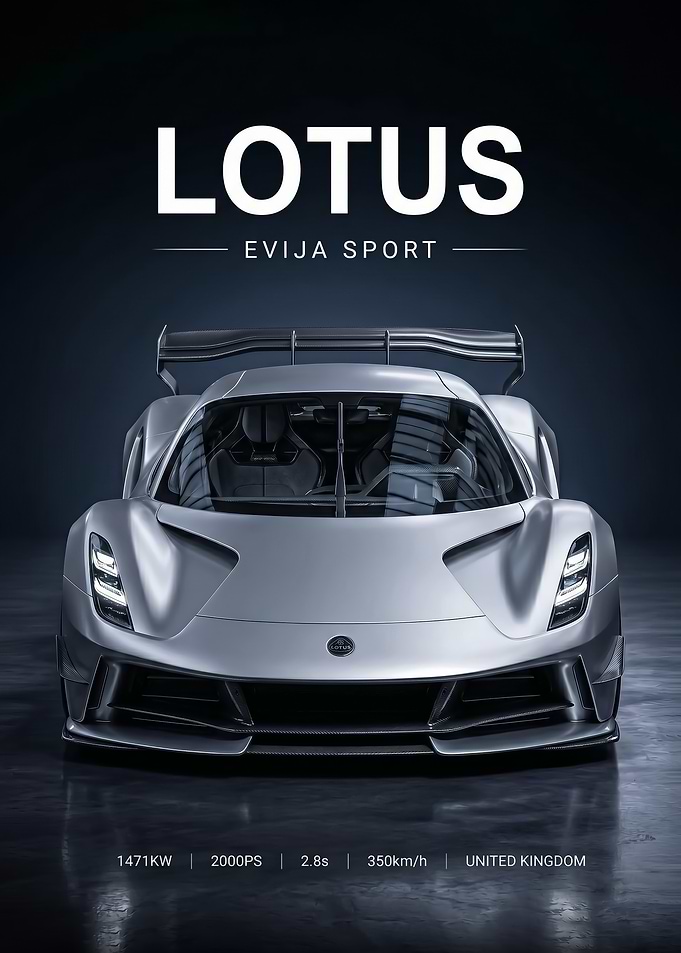 sleek Lotus Evija Sport Car poster
